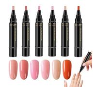 6pcs Gel Nail Polish Pens, 3 In1 Nail Ar-t Pens Kit, Gel Na-il Polish Set, Waterproof Ge-l N-ail Pol-ish Painting Tool, Durable Quick Dry Ge-l P-ens, Manicure Pedicure Nai-l Varnish