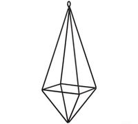 6pcs Geometric Iron Air Plant Holders Pyramid Shape Hemp Rope Hanging Set | Modern minimalist pyramid design for home or office electroplated iron in for black gold pink gold easy to hang with 2m hemp