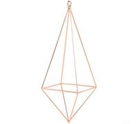 6pcs Geometric Iron Air Plant Holders Pyramid Shape Hemp Rope Hanging Set | Modern minimalist pyramid design for home or office electroplated iron in for black gold pink gold easy to hang with 2m hemp