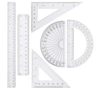 6pcs Geometry Set With 15cm/30cm Clear Ruler, Protractor, Inches & Metric for School, Classroom and Office - Math Secondary School Must Haves
