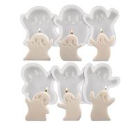 6pcs Ghost Silicone Mold, Halloween Ghost Candle Molds, Non-Stick Ghost Resin Molds for Fondant Cake, Aromatherapy Candle, Chocolate, Soap, Candy