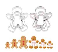 6Pcs Gingerbread Man Cutters,Christmas Ginger Bread Cookie Cutter Mini Baking Biscuit Cake Dough Decorations Made large Small Biscuits Men Shapes Cutter Kit,for Xmas Kids Make Cookies Icing Decorating
