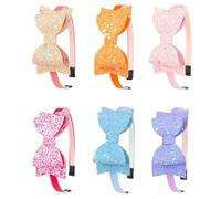 6Pcs Girls Headbands Glitter Kids Headbands Bow Heart Star Headbands Sweet Hairband for Toddler Girls Teens