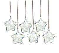 6PCS Glass Christmas Ornaments Hanging Clear Five-Pointed Star Christmas Ornaments for Xmas Tree Winter Holiday Party Supplies Clear