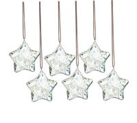 6PCS Glass Christmas Ornaments Hanging Clear Five-Pointed Star Christmas Ornaments for Xmas Tree Winter Holiday Party Supplies