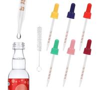 6pcs Glass Eye Dropper Pipettes with Cleaning Brush, Multi-Colors Glass Measuring Liquids Dropper with 1 ml Measurements Accessories Compatible with SodaStream Bubly Bubbly Drops Flavors (6 Colors)