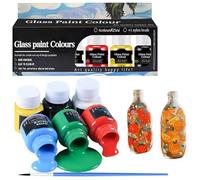 6pcs Glass Paints for Glass Painting,Glass painting Kit,Stained Glass Paint with Gl/ass Paint Pen,Craft Porcelain Pai/nt,Bright Colors,Strong Covering Power for Ceramic, gl/ass,Rock Pa/inting,Window