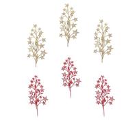 6pcs Glitter Artificial PE Leaf Decorations, Lightweight Hanging Stems | Star-shaped Accents for Wreaths and Floral Arrangements, Random Colours, Suitable for Hotels, Retail Displays Random Color