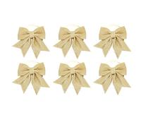 6pcs Glitter Bow Ornaments, Multifunctional Decorative Bows for Christmas Valentine Wedding Party, Sparkling Sponge Xmas Tree Bows with Flexible Hanging for Gifts and (Gold)