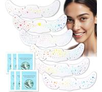 6PCS Glitter Freckles Face Tattoo, Multichrome Holographic Sparkle Glitter,Waterproof Metallic Cute Star Festival Accessories Temporary Tattoo Stickers for Makeup Rave-Includes 6 Cleaning Cotton Pads