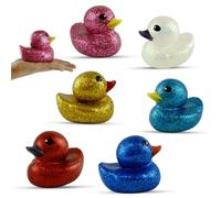 6Pcs Glitter Plastic Duck Toys | Baby Bath Decorations, Birthday Party Favors, Pool Activities, Summer Beach Supplies, Floating Large Duckies for Kids 1+ Years, Size - 12.5cm
