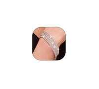 6Pcs Glitter Small Rhinestone Tennis Layered Bracelets for Women,Dainty Cubic Zirconia Stretch Bracelet Set,Fashionable Party Band Jewelry Gifts, M, Alloy, no gemstone