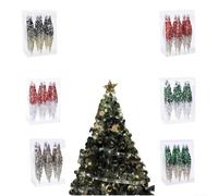 6PCS Glitter Teardrop Christmas Ornaments in Plastic for Tree Decoration with Contemporary Modern Holiday Look (B)