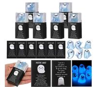 6pcs Glow In The Dark Mini Ghost Figures With Box, Halloween Luminous Mini Ghost Figures, Mystery Glowing In The Dark Miniature Ghosts Statue For Outdoor, Holiday Atmosphere Props For Bedroom Desk
