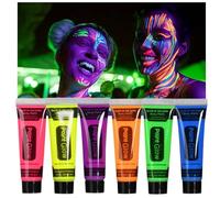 6PCS Glow Under Black Light Neon Face Paint, Vibrant Neon Party Accessories for Adults, Festival Face Paint That Glows in the Dark, High - Quality Body Paint