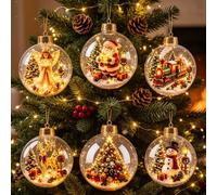 6pcs Glowing Christmas Story Ornament, Light-up Mini Holiday Scene | Warm-Light Christmas Diorama Ornament, Ready-to-Hang Christmas Story Christmas Ball Ornaments For Home Christmas Party Decor