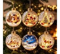 6pcs Glowing Christmas Story Ornament, Light-up Mini Holiday Scene | Warm-Light Christmas Diorama Ornament, Ready-to-Hang Christmas Story Christmas Ball Ornaments For Home Christmas Party Decor
