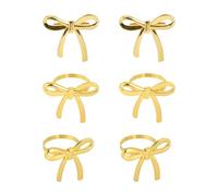 6pcs Gold Bow Napkin Rings, Elegant Butterfly Knot Napkin Ring Holders for Wedding Christmas Thanksgiving Dinner Table Decorations Holiday Banquet Settings