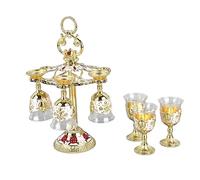 6Pcs Gold Chalice Goblet Molded Crown Bronze Goblet,Vintage Goblet,Zinc Alloy Embossed Flower Pattern Pimp Cup for Party Banquet Bar Family(Golden)