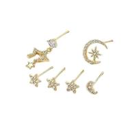 6PCS Gold Hoop Earrings Stacks for Women Earring Sets for Multiple Piercing Dainty Colorful Cubic Zirconia Huggie Earrings