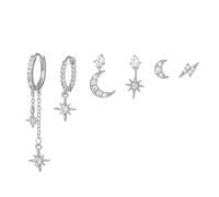 6PCS Gold Hoop Earrings Stacks for Women Earring Sets for Multiple Piercing Dainty Colorful Cubic Zirconia Huggie Earrings
