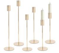 6Pcs Gold Metal Candle Holder, Tall Candlestick Holders Fits 3/4 Inch Thick Candles, Candle Sticks Stand for Wedding, Living Room, Table Mantel, Dinning Decorations, Candlelight Dinner, Home Party