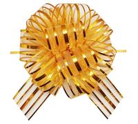 6Pcs Gold Organza Pull Bows, 6 Inch Large Ribbon Bows for Christmas, New Year, Anniversary, Corporate Gifts & Luxury Party Decor