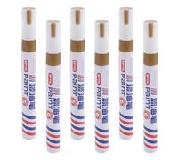 6pcs Gold Paint Marker for Headstone Repair, Quick Dry Waterproof | Plastic Body, Golden Finish, Vibrant Text, for Stone and Rocks, Burial Site Maintenance Use
