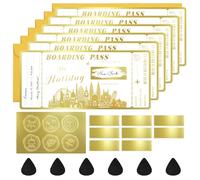 6PCS Golden Boarding Pass Gift Ticket, Golden Flight Ticket Scratch-off Card with Envelope, Unique Plane Ticket Gift, Scratch & Reveal Surprise Airplane Ticket for Vacation, Trip, Birthday,