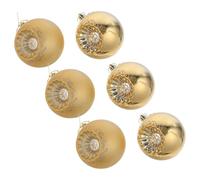 6pcs Golden Plastic Christmas Ball Ornaments with Snowflake Pattern