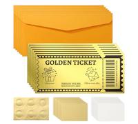 6pcs Golden Ticket Scratch Card with Envelope, Scratch & Reveal Surprise Ticket Scratch Off Tickets Surprise Reveal Card for Girlfriend Wife Birthday Valentine’s Day Gift