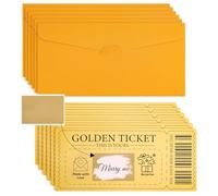 6PCS Golden Ticket Scratch-off Cards with Envelopes Golden Ticket Surprise Scratch Off Card Reveal Surprise Ticket for Writing Special for Birthday, Gifts for Girlfriends,Wives,Valentine's Day Cards