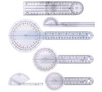 6pcs Goniometer Set, 360 Degree Transparent Finger Protractor 6/8/12 Inch Angle Ruler Measurement Tool for Physical