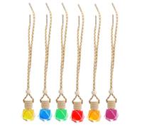 6pcs Gourd Shaped Car Interior Pendant Fragrance Ornament Hanging | Glass and Grass Materials, Decorative Style, Easy Installation, Six Scent Colours for Automotive Cabin Use
