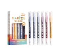 6Pcs Green Double Tip Glowing Indicators with Quick Drying Not Drain Toner for Specialists Twelve Fifty Dark Double Tip Marker Pencils Fine Brush Set