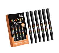 6Pcs Green Double Tip Glowing Indicators with Quick Drying Not Drain Toner for Specialists Twelve Fifty Dark Double Tip Marker Pencils Fine Brush Set