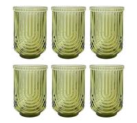 6pcs Green Glass Cups With Smooth Surfaces Easy To Clean Drinking Glasses