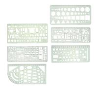 6pcs Green Plastic Geometric Template Ruler for School Architecture