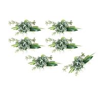 6PCS Groom's Man Boutonniere Artificial Flower Wedding Wrist Bridesmaid Formal Meeting Flower Brooch Artificial for Bride