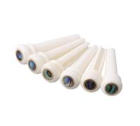 6pcs Guitar Bridge Peg White Ox Bone Bridge Pin with Dot Inlay