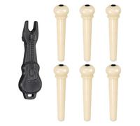 6PCS Guitar Bridge Pins Pegs, Guitar String Pegs Replacement Tools with 1pc Black Bridge Pin Puller Remover, Ivory Guitar Parts Accessories Kits for Guitarists' String Replacement & Maintenance