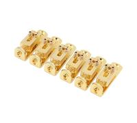 6Pcs Guitar Bridge Saddle, Height Adjustable Electric Guitar Saddle Set, Zinc Alloy Replacement Part with Roller Bridge, for 3 4 5 6 7 String Guitars, Cigar Box, Banjo (Gold)