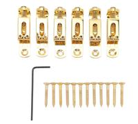 6PCS Guitar Bridge Saddle Split Type, Electric Guitar Saddle Replacement, Zinc Alloy Material for Enhanced Tone and Sustain, Compatible with 6 Strings Electric Guitars, Includes 12 (Gold)