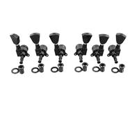 6PCS Guitar Locking Tuners, Triangular Head String Tuning Pegs, Locking Machine Heads for Electric Acoustic Guitar, 3 Left 3 Right Replacement Tuners with Nuts Gaskets (GC402A Black)