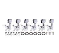 6Pcs Guitar Machine Heads Ferrules Threaded Bushings Set with Screws Right Left Inline Locking Tuners Tuning Keys Pegs