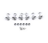 6Pcs Guitar String Tuning Peg Set, Metal Open Tuner Key Machine Head Kit with Heavy Duty Internal Gear, 1:18 Gear Ratio for Acoustic Electric Guitar, Includes 3 Left and 3 Right Tu (Silver)