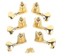 6Pcs Guitar Tuner Pegs Set, Electric Guitar Tuning Pegs with 1:18 Gear Ratio, Fully Enclosed Design, Small Tail Handle for Accurate Tuning on Stage and Practice (Gold)