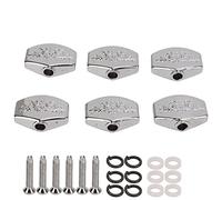 6Pcs Guitar Tuning Peg, Acoustic Guitar Metal Square Shape Tuners Button Machine Head Replacement Buttons Knob for Folk Electric Acoustic Guitar