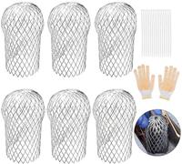 6Pcs Gutter Downspout Guards 3.5 Inch Aluminum Leaf Filter Strainer Expandable Gutter Downspout Protector for Preventing Blockage Leaves Debris