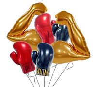 6Pcs Gym Boxing Birthday Party Decorations/Gold Bicep Muscle Balloon/Inflatable Boxing Glove Balloons/Fight Night Party Decorations/We Boxing Match Fitness Wrestle Pugilist Boxing Decor for Men